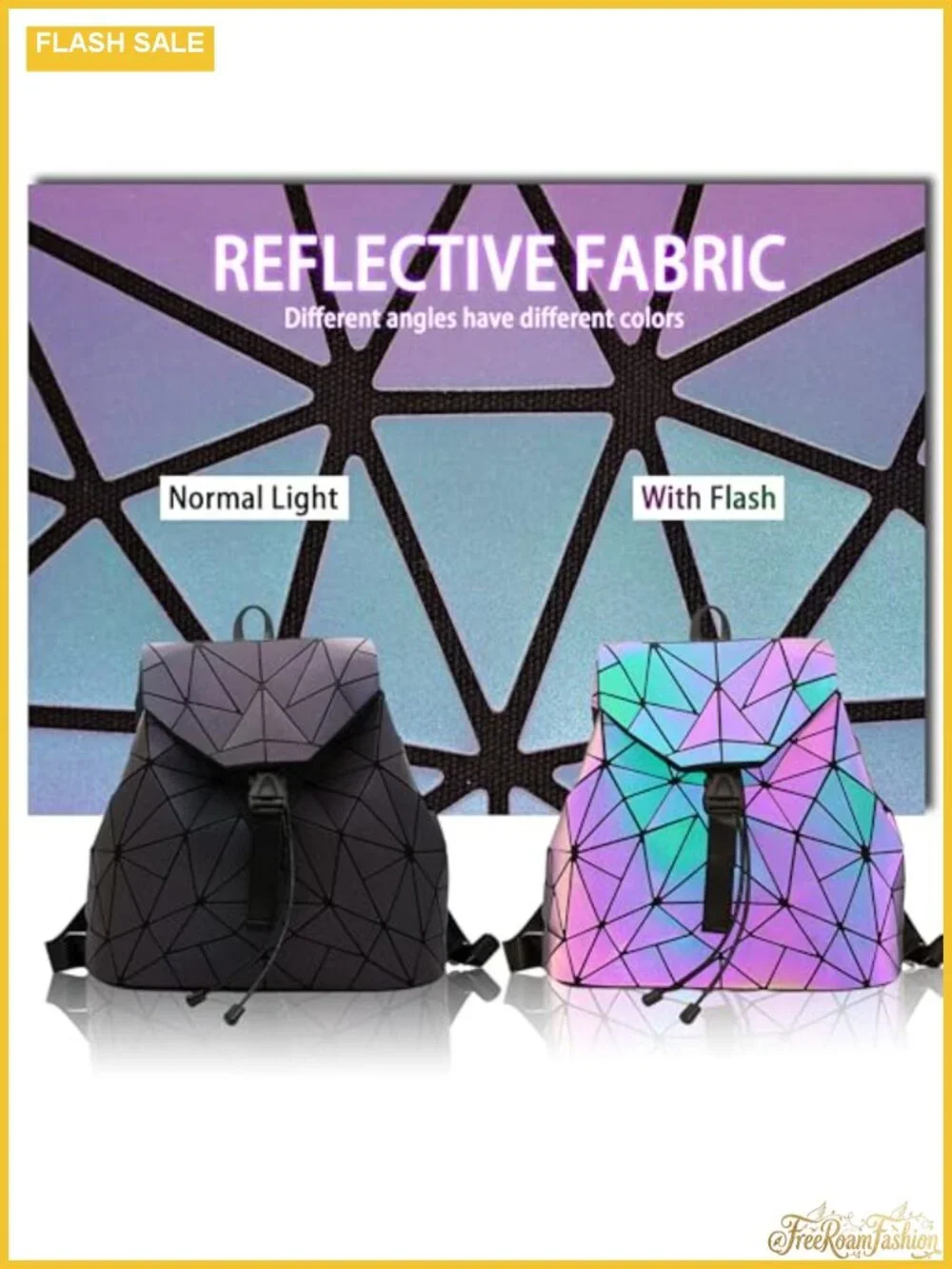 Holographic Geometric Women's Backpack Luminous Travel Daypack